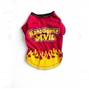 Wagby "Handsome Devil" Red Flame Dog T-Shirt - Size XS